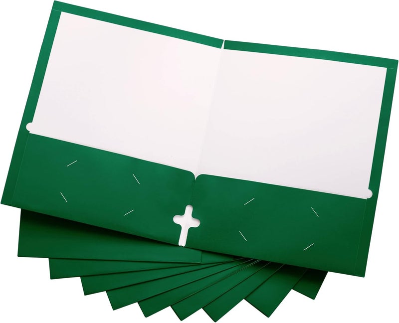 ACTIVITYYA 10 Pack Two Pocket Folders, Green, Strong Thick Paper Folders, for Letter Size, by - Image 1